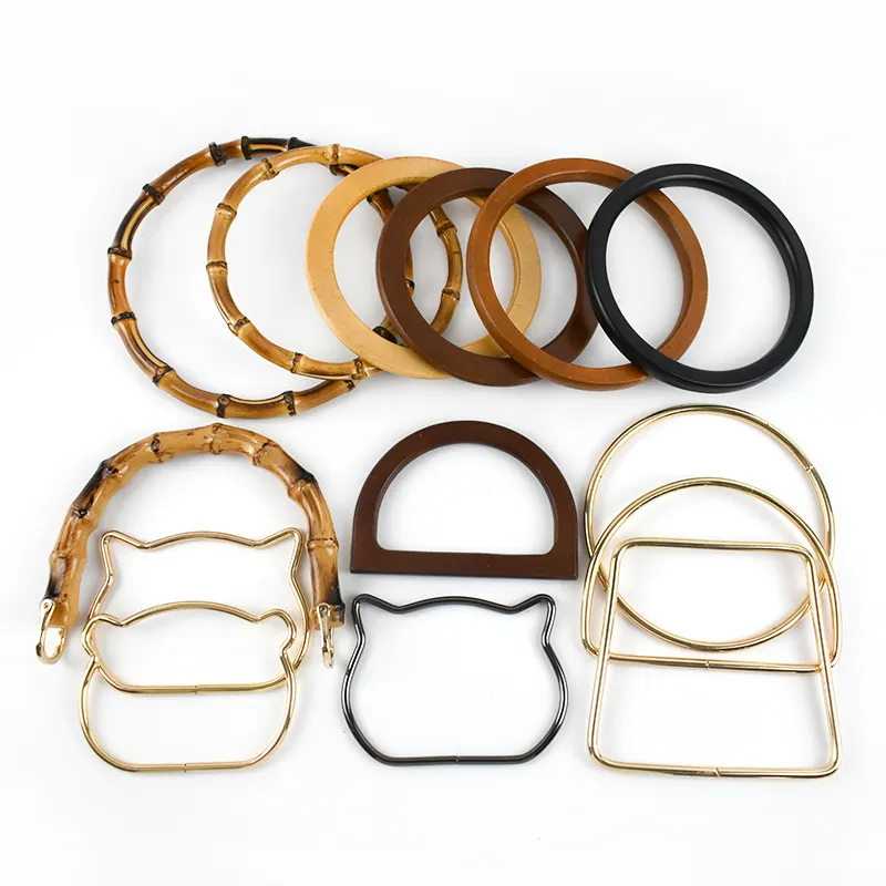 Meetee BK094 Handbag Wallet Handle Replacement DIY Bag Handmade Accessories Ring D-shaped Alloy Wood Handle