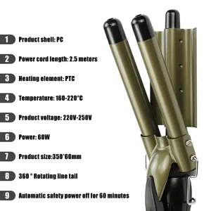 QXXZ New Product Profession 3 Barrel Ionic Big Wave Curler LED Curling Iron With Triple Barrel Hair Waver Hair Curler