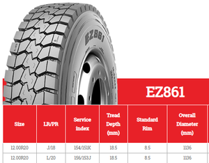 ยางรถบรรทุก EZ861 12.00R20 รุ่นที่มีการเสียรูปของผนังด้านข้างน้อยลงและอายุการใช้งานยางยาวนานขึ้น - Product Image 3