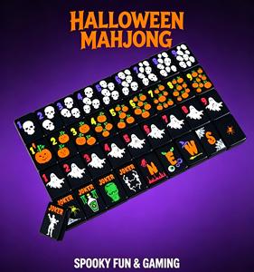 Set di Tessere Mahjong Personalizzate di Lusso Moderne Nere a Tema Halloween, Tappetino Mahjong Americano a Tema Halloween per Intrattenimento e <span class=keywords><strong>Gioco</strong></span> <span class=keywords><strong>d</strong></span>'<span class=keywords><strong>Azzardo</strong></span> - Product Image 1