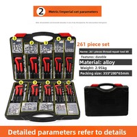 Kit de réparation de filetage de bougie d'allumage |   Jeu de tarauds à vis pour voiture avec inserts filetés et clé à taraud à poignée en T, 261 pièces, 62 HRC