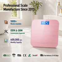 Balance numérique moderne de 26 cm, rose, en verre trempé, affichage LCD bleu rétroéclairé de 2 cm, précision élevée, pour la maison et l'usage personnel