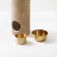 Diffuseur d'huile essentielle de pierre naturelle de brûleur de fonte de cire de travertin en laiton artisanal avec le réchauffeur de lumière de thé (vente en gros en vrac disponible)