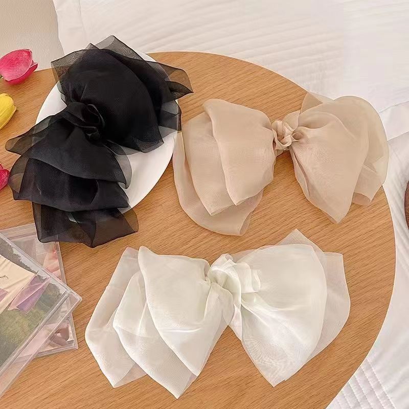 PU Leather Bow Hair Clips Vintage