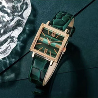 Ensemble de bijoux pour femmes, montre carrée en or, cristal rectangulaire vert, montre-bracelet à Quartz, collier, boucles d'oreilles, Bracelet, cadeau pour dames, 5 pièces