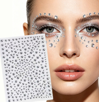 Autocollants en strass multicolores autocollants pour le visage, tatouages temporaires, design personnalisé, maquillage de scène pour fêtes – Grande Vente