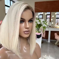 Peluca Bob Lacia de Cabello Humano 100% Virgen con Cutícula Alineada, Doble Trama, con Encaje Frontal 13*6