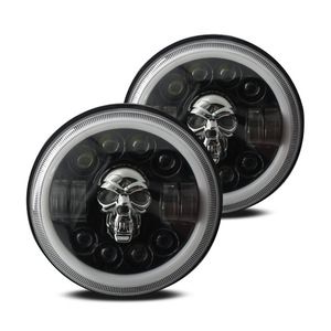 Faros Delanteros LED Modificados para Motocicleta Dirt Bike, Faros Delanteros con Diseño <span class=keywords><strong>de</strong></span> Calavera para Jeep Wrangler - Product Image 5