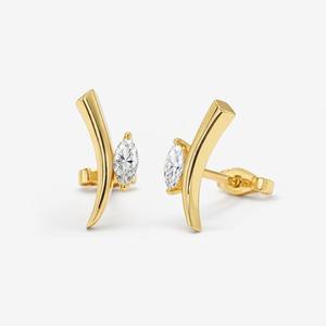 DHANI JEWELS ต่างหูเพชรแท้ทรงมาร์ควิส 14K ทองคำ FG สี VS2 ความใส ได้รับการรับรองเพชรธรรมชาติ เครื่องประดับหรูหรา - Product Image 6