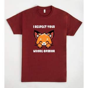 Camiseta con estampado divertido de I Respect Your Wrong Opinion, color granate, unisex, talla M para adultos - Product Image 1