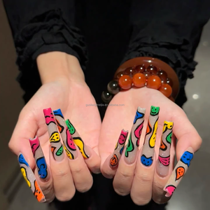 Faux ongles artisanaux <span class=keywords><strong>French</strong></span> Tip 3D avec breloques <span class=keywords><strong>pour</strong></span> <span class=keywords><strong>manucure</strong></span> de fête à coller (Press-Ons) - Product Image 2