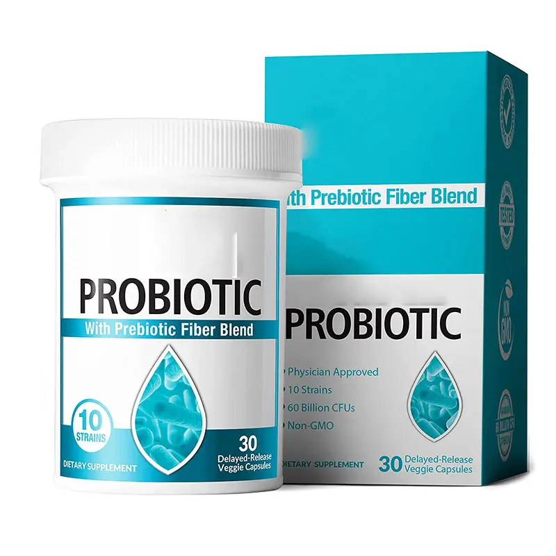 개인 상표 결장 건강 Probiotic 분말 보충교재 60 십억 CFU Probiotic 여자의 Probiotic Prebiotics 캡슐