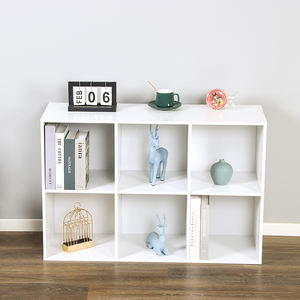 Legno 6 cubo di stoccaggio espositore organizzatore libreria con pannello posteriore facile montaggio scaffali in legno bianco finitura libreria - Product Image 1