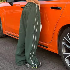 <span class=keywords><strong>Pantaloni</strong></span> Larghi da <span class=keywords><strong>Donna</strong></span> Stile Y2K in Nylon con Stampa Laterale e Logo, Vendita Calda - Product Image 3