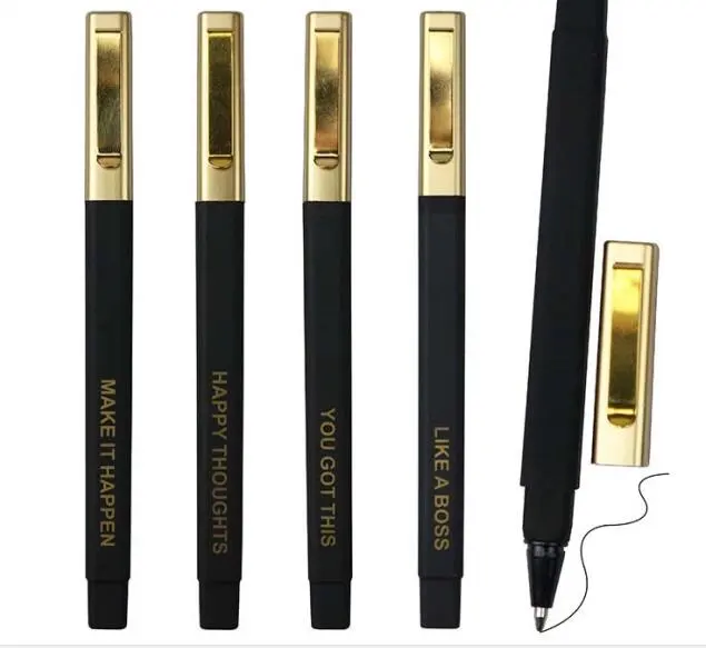 Bolígrafo cuadrado de goma con clip dorado de alta calidad para hotel, bolígrafo de lujo con logotipo personalizado, promoción, stylo