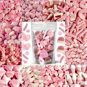 Bonbons suédois personnalisés en gros, saveur fraise vanille, bonbons gélifiés roses, <span class=keywords><strong>halal</strong></span>, sans gélatine, directement de l'usine - Product Image 1