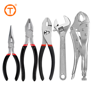 5 Piece Mechanic Tool <strong>Set</strong> Adjustable <strong>Wrench</strong> and Slip Joint Locking Long Nose Combination Plier <strong>Set</strong> - Product Image 2