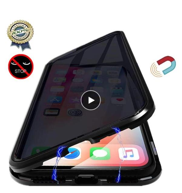 Factory Supply Privacy Tempered Glass Screen for iPhone 17 Pro Max Phone Case Magnetic Double Side Full Protection Case 15ProMax