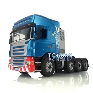 LESU 1/14 8*8 RC mobil traktor Model dicat Casis logam dengan Set kabin Servo 540 Motor 2 kecepatan roda gigi kendaraan jarak jauh