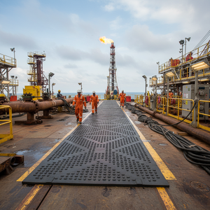 Tapis de protection du sol à connecteurs simples - Conception de bande de roulement diamantée double face <span class=keywords><strong>en</strong></span> UHMWPE, supporte des charges de 150 tonnes sur pelouses et terrains <span class=keywords><strong>en</strong></span> terre battue - Product Image 5