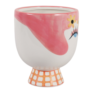 Vaso in ceramica con design a volto, vaso rosa per piante da interno, vaso decorativo in gres per piante, decorazione per la casa - Product Image 4
