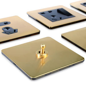 Saklar Lampu Dinding Vintage Tuas Panel Baja Tahan Karat <span class=keywords><strong>1</strong></span>-4 <span class=keywords><strong>Gang</strong></span> 2 Arah Emas Saklar Kontrol Tunggal Smart Life 250V EU USB - Product Image 1