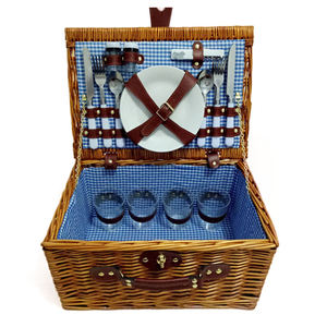 Hot Koop Redelijke Prijs 4 Persoon Plaat Cup Mes Vork Vintage Rieten Geweven Rotan Picknickmand Opvouwbaar - Product Image 2