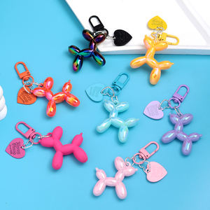 2025 diskon besar mode kartun 3D anak anjing perhiasan tas liontin warna pelangi balon anjing gantungan kunci lucu akrilik anjing liontin hadiah - Product Image 3