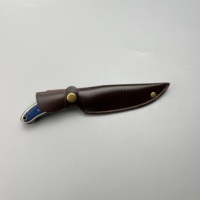Couteau multi-usage à lame fixe en bois d'ébène Paka, pour couper et griller, avec étui en cuir.