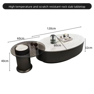 Moderno semplice Rock Slab girovita tavolino da caffè <span class=keywords><strong>di</strong></span> lusso Design ovale mobili per la casa per grandi salotti in metallo - Product Image 5