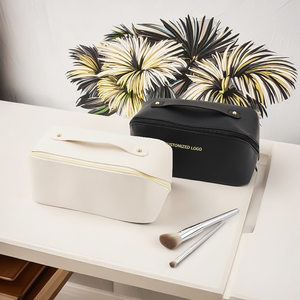 New Custom PU Leather Makeup <b>Bag</b> Pouch Skincare Cosmetic Travel Toiletry <b>Bag</b> Waterproof <b>Make</b> <b>up</b> <b>Bag</b> with Compartments - Product Image 5