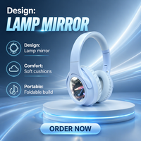 Auriculares Plegables 3 en 1 con Diseño de Lámpara Espejo, Chipset JL, Inalámbricos/BT, Tarjeta TF y Cableados para Deportes, Viajes y Aviación