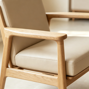 Chaise de salon scandinave en bois massif, chaise de loisirs moderne avec accoudoirs, mobilier écologique pour la maison - Product Image 3
