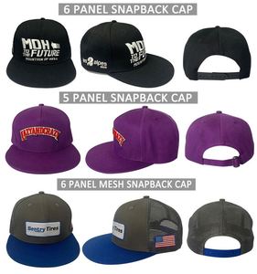 High Quality Custom Embroidered Logo Bulk Cotton Flat Brim Snapback Cap Sports Hip Hop Snaps Hat 6 Panel Custom Snapback Cap - Product Image 2