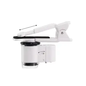 BIJIA 9882AW pembesar mikroskop Mini 45x, perhiasan dengan klip ponsel Universal, lampu UV LED untuk ponsel