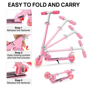 Patinete infantil de 2 ruedas Handle Origin, venta al por mayor, neumático de goma, color rosa, patinete para niñas con freno trasero, plegable - Product Image 5