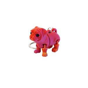 3D Printed Pug Keychain Articulated Rainbow Gradient <b>Dog</b> <b>Charm</b> Silk Texture Animal Key Ring PLA Material Custom Logo Option - Product Image 2