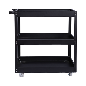 बहुमुखी <span class=keywords><strong>3</strong></span>-टियर चार-पहिया कोल्ड-रोल्ड स्टील टूल कार्ट स्टेनलेस स्टील फोल्डेबल रेल लॉक योग्य डिजाइन 0.7 मिमी प्लेट ट्रॉली - Product Image 4