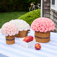 Décoration de table intérieure pour la Saint-Valentin, vase en rotin tressé, roses naturelles préservées, plantes éternelles faites à la main, longues