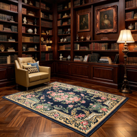 Tapis de sol personnalisé imprimé numériquement en 3D, motif floral, luxueux, doux, antidérapant, lavable, en velours, pour chambre à coucher, salon