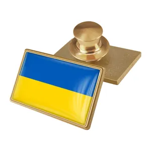 Épingles à revers en époxy, drapeau Ukraine, en émail coloré, avec pochette en métal, produit de fabrication en chine