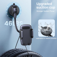 Support de téléphone portable flexible pour pare-brise de voiture, bras long, col de cygne, forte aspiration, support mobile pour camion, véhicule, forme de bureau
