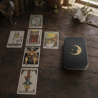 Boîte en métal rectangulaire vide de luxe pour cartes de tarot, emballage cadeau élégant pour cadres