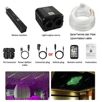 Lumière de plafond à fibres optiques LED RGBW scintillante à double port 20W, éclairage ambiant ciel étoilé pour toit de voiture, contrôle par application