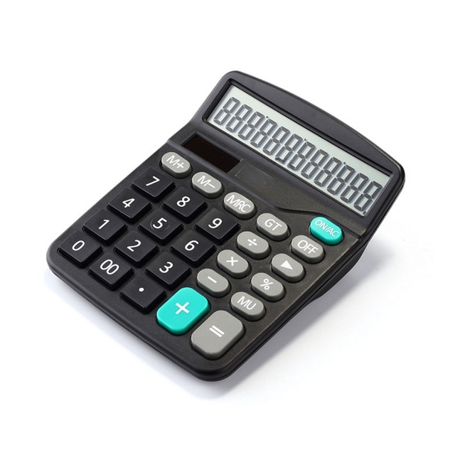 Business Calculator 12 Digit Dual Power Student Desktop Calculator Solar Computer