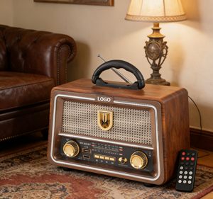 راديو ثلاثي النطاق <span class=keywords><strong>FM</strong></span>/AM/SW مع مشغل MP3 عبر USB/TF، يعمل بجهد 110/220 فولت مع محول، مع بطارية ليثيوم، مع بلوتوث، مع جهاز تحكم عن بعد - Product Image 4