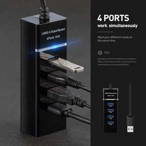 Station d'accueil USB de haute qualité, vente en gros, personnalisée, pas chère, séparateur 7 en 1, adaptateur USB-C pour ordinateur portable et téléphone avec barre lumineuse - Product Image 4