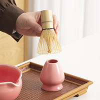Bol à matcha artisanal en céramique jaune avec logo personnalisé, Chawan à matcha avec bec verseur, outils de préparation