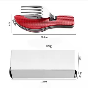 <span class=keywords><strong>Set</strong></span> forchetta con coltello pieghevole in acciaio inossidabile per attrezzatura da viaggio da campeggio - Product Image 6