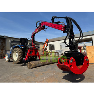 Cargador de Troncos con Garra para Madera, Certificado TUV CE, para Manipulación <span class=keywords><strong>Forestal</strong></span>, 6m, Enganche de Tres Puntos, Grúa para Troncos con Pata Hidráulica para Tractor - Product Image 1